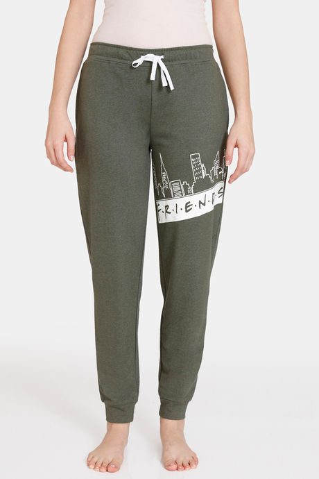 Zivame Friends Knit Poly Loungewear Bottom - Rifle Green — image 2